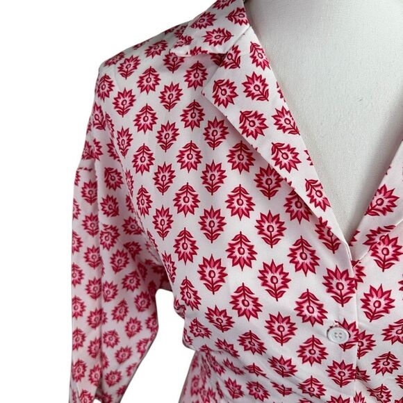 NORACORA Pink and White Patterned Wrap Dress Cool Feel Size Small - Picture 4 of 12